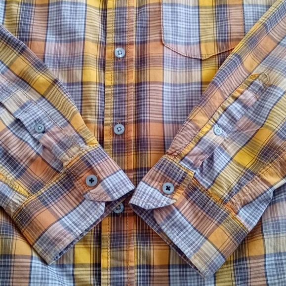 AÉROPOSTALE MEN'S YELLOW PLAID LONG SLEEVE BUTTON UP RELAXED SHIRT.SIZE S/P - Picture 9 of 10
